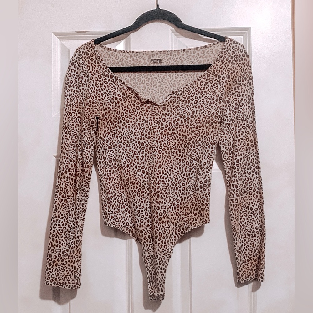 PINK brand bodysuit leopard print